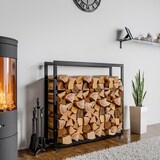 thumbnail of DELUKE® Kaminholzregal innen Metall SATLO mit Rollen Brennholzregal innen Kaminholzständer Kaminholzhalter Feuerholzregal Schwarz, 25x125x150cm