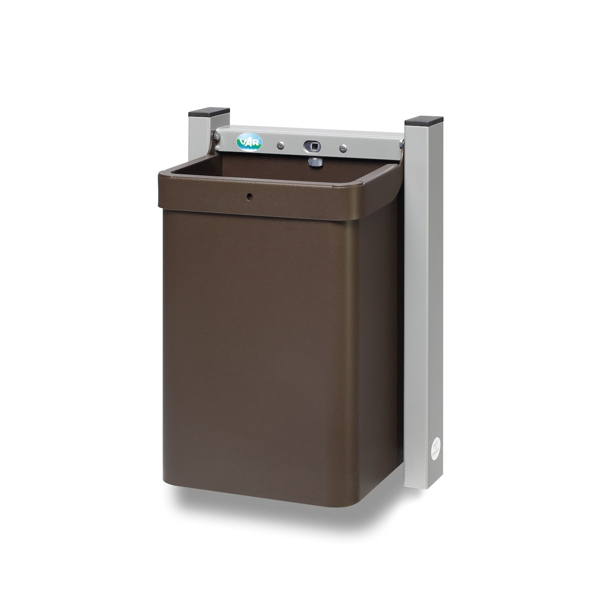 PROREGAL Robuster Abfallsammler 1-Fach mit Wandhalterung | 15 Liter, HxBxT 42,5x31x23cm | Verzinkter Stahl | Braun | Mülleimer Abfalleimer Müllkorb