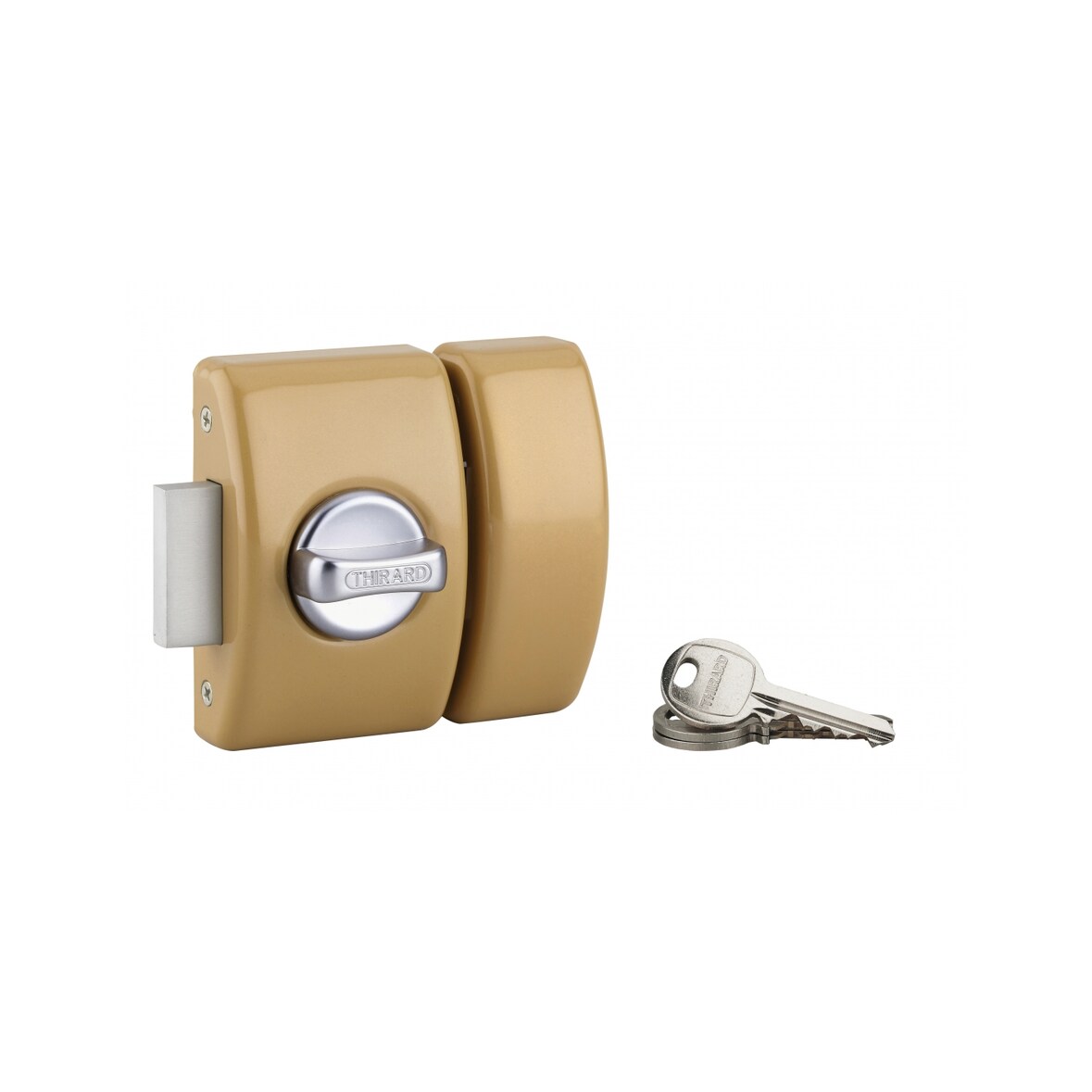 Verrou en applique à bouton pour porte d'entrée, cylindre Ø23x45mm, bronze, 3 clés - SP