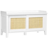 thumbnail of HOMCOM Banco Sapateira com 2 Portas de Vime Estilo Boémio Carga Máxima 130 kg para Corredor Entrada 80x35x45 cm Branco e Bege
