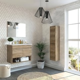 thumbnail of Dmora Unterschrank Shreveport, 2-türiger Badezimmerschrank, Hängeschrank mit Regal und Spiegel, Waschbecken nicht enthalten, 80x45h64 cm, Eiche