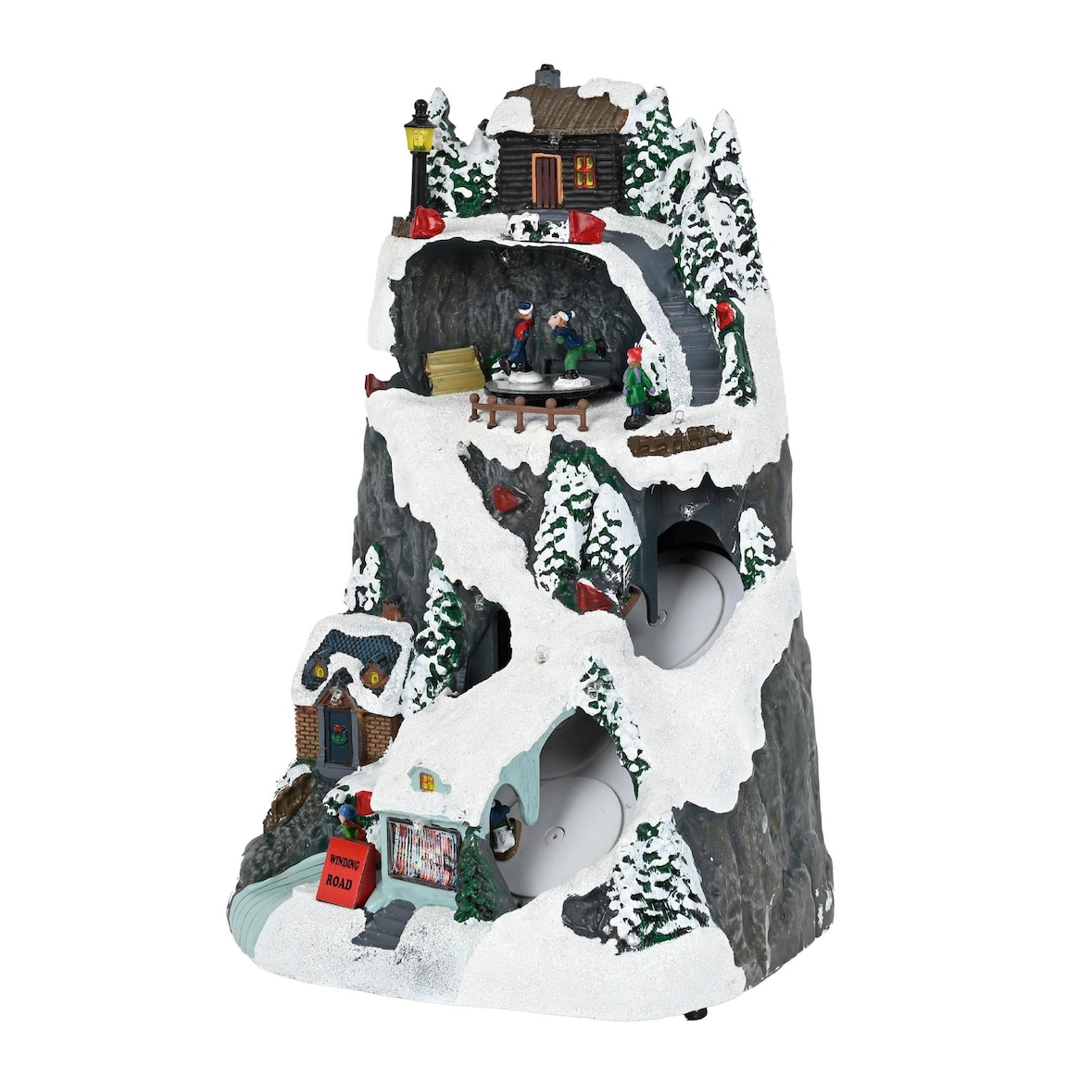 WellHome - Vila de Natal para decoração com luzes LED e movimento 19,6x17,7x30,1cm