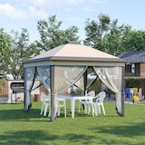 thumbnail of Carpa Plegable con Luces LED 3,3x3,3 m Cenador de Jardín con Control Remoto 4 Paredes Laterales de Malla Altura Ajustable y Bolsa de Transporte