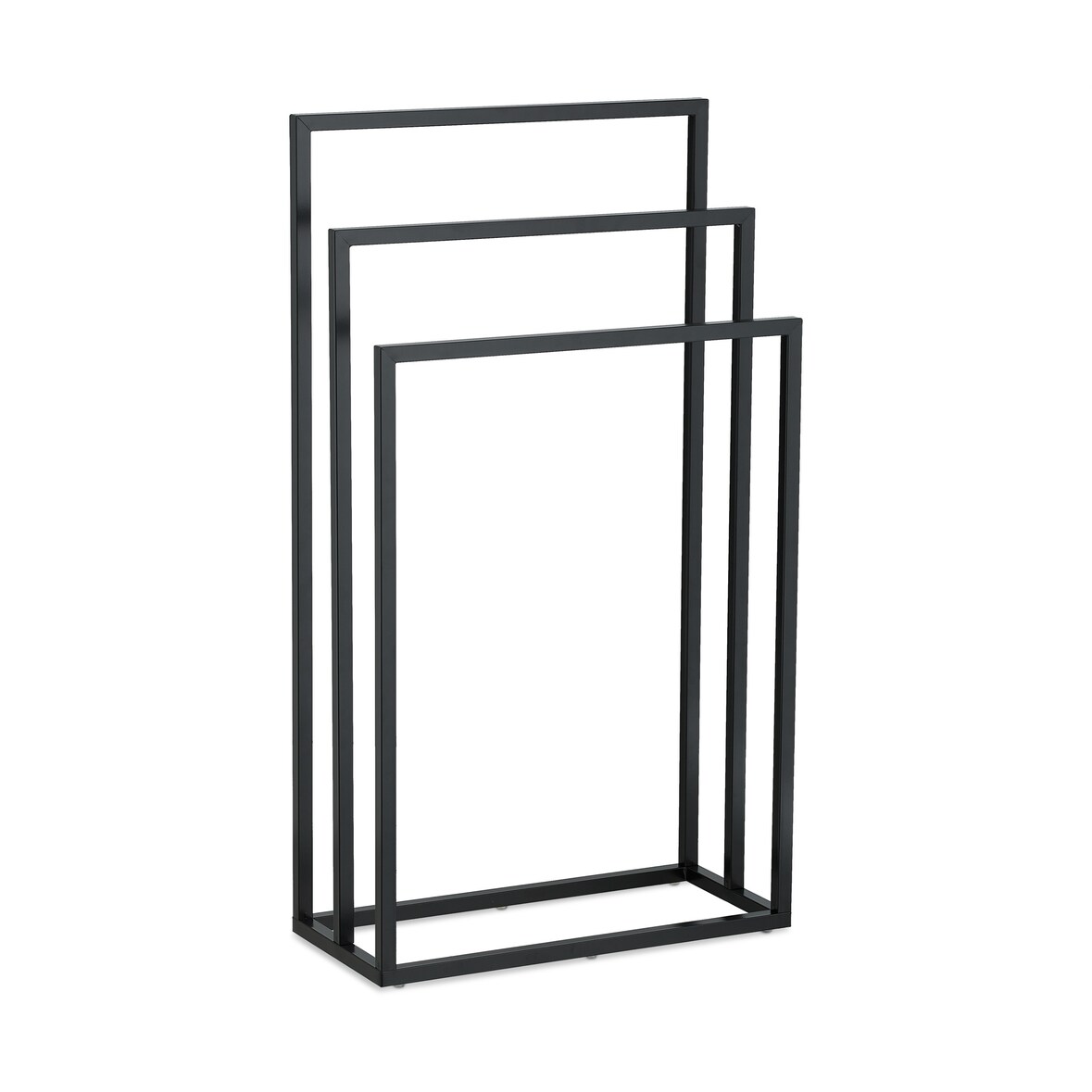 Relaxdays Handtuchständer, 3 Stangen, Stahl, H x B x T: 82,5 x 46 x 21 cm, stehender Duschtuchhalter fürs Bad, schwarz