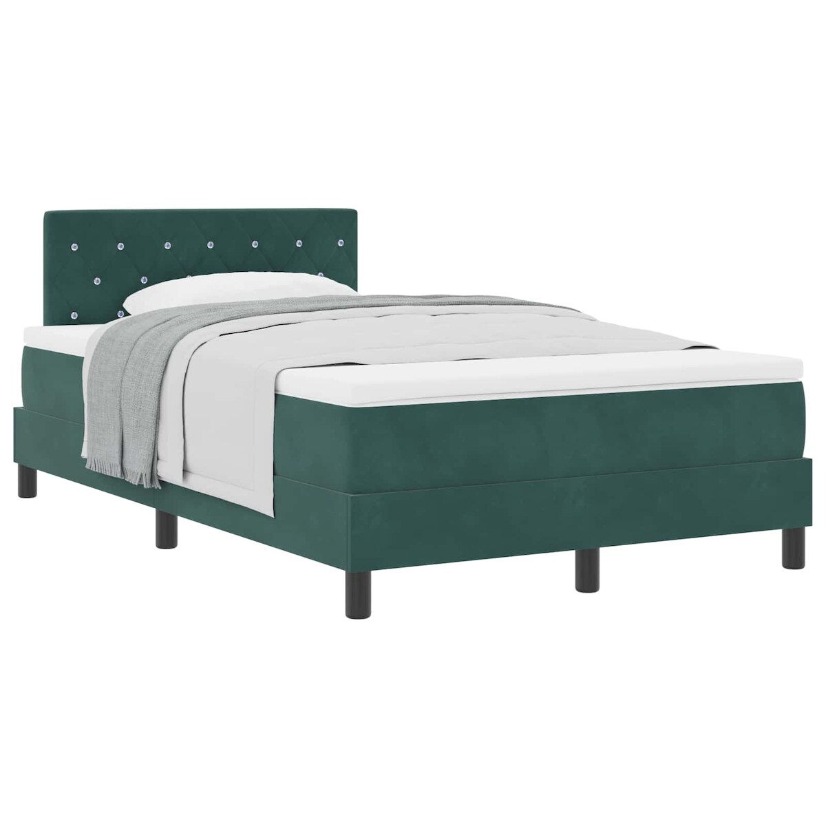 vidaXL Boxspringbett mit Matratze Dunkelgrün 120 x 190 cm Samt