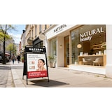 thumbnail of Cavalletto in acciaio Exposicionate con pannello porta logo 50x70 ZPES50x70BLTOP