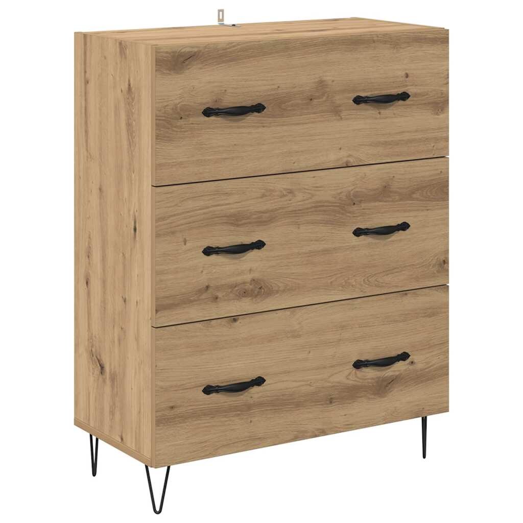 vidaXL Sideboard Artisan-Eiche 69,5 x 34 x 90 cm Verbundholz und Eisen