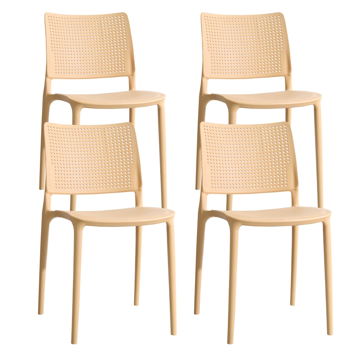 Set van 4 lichtgele kunststof terrasstoelen