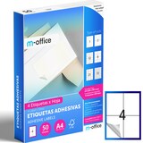 thumbnail of M-office Etiquetas Adhesivas A4, Pegatinas Blancas para Uso Diario, Papel Adhesivo para Imprimir, Pegatinas para Escribir(4 por hoja, 50h)