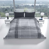 thumbnail of Baumwolle Bettwäsche 200x220 cm Gestreift Grau Anthrazit Wendeseite Streifen mit Reißverschluss