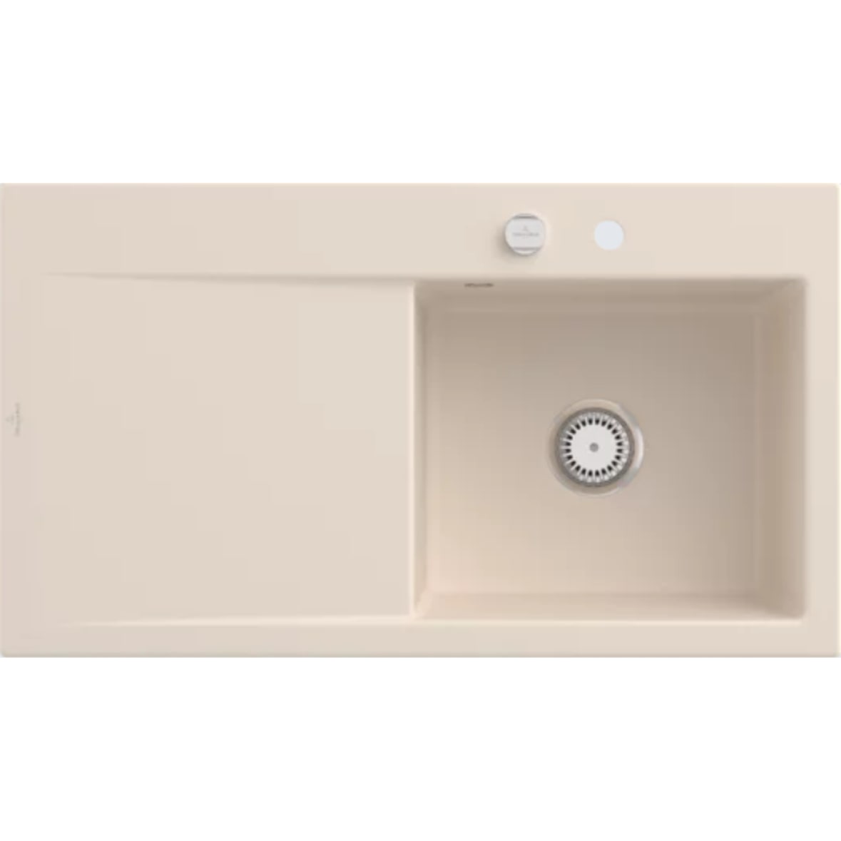 Villeroy&Boch Spülbecken mit Abtropffläche links, Subway Style 50 Ivory 90x51cm, Keramik, Excenterbetätigung