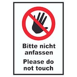 thumbnail of Bitte nicht anfassen Schild Do not touch A5 Rückseite selbstklebend