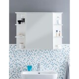 thumbnail of Hängeschrank WL5.754 Weiß 80x64,5x20cm Spanplatte Spiegelschrank Modern, Design Badregal Freischwebend, Schränkchen mit Spiegel, Badezimmerschrank