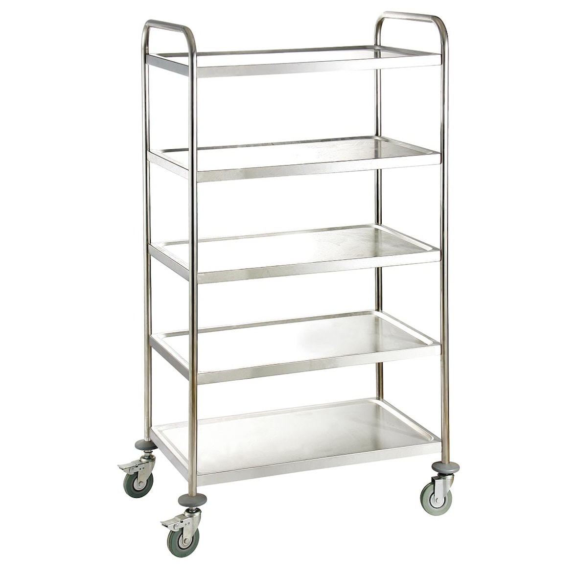 Chariot de service EASYLINE, acier inoxydable / 5 étagères, 860 x 540 mm