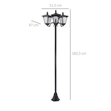 thumbnail of Outsunny farol solar de jardín con 3 luces LED impermeable IP44 sensor de noche farola de exterior para terraza 51,5x47x182,5 cm