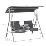 thumbnail of Outsunny Dondolo 2 Posti con Tavolino e Portabicchieri Grigio