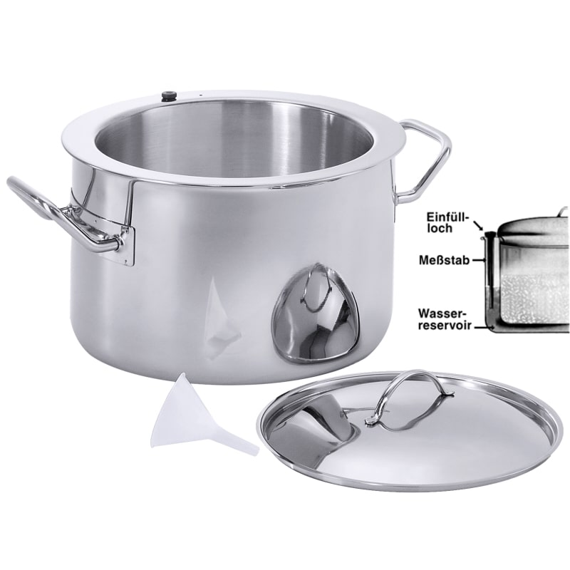 Contacto Simmertopf, Edelstahl, 3 L, Ø 18 cm, hochglänzend, mit Deckel, Messstab und Einfülltrichter