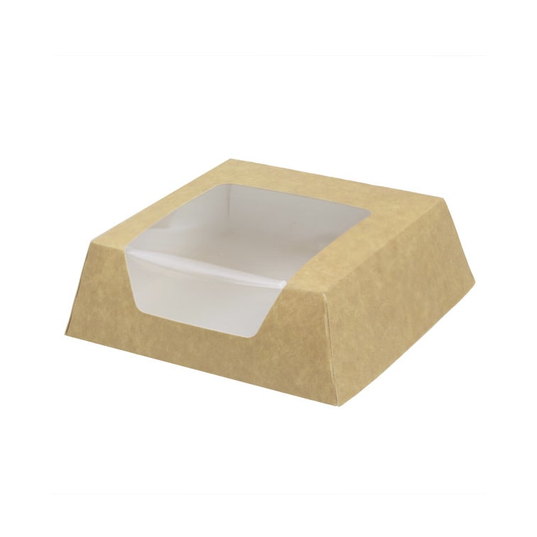 MONOUSO - Caja de Cartón Kraft con Ventana 120x120x40mm (25 Uds)