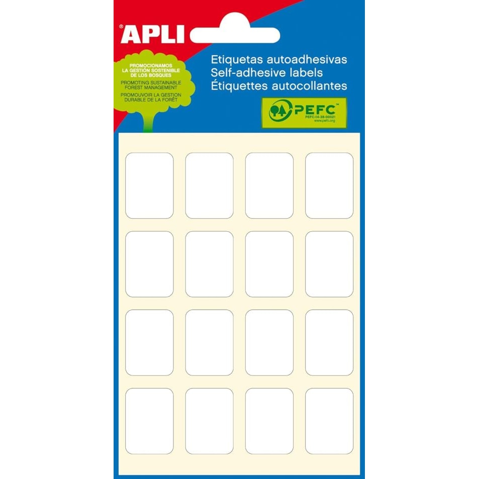 APLI Selbstklebeetiketten 16x22 mm, 6 Blatt, weiß