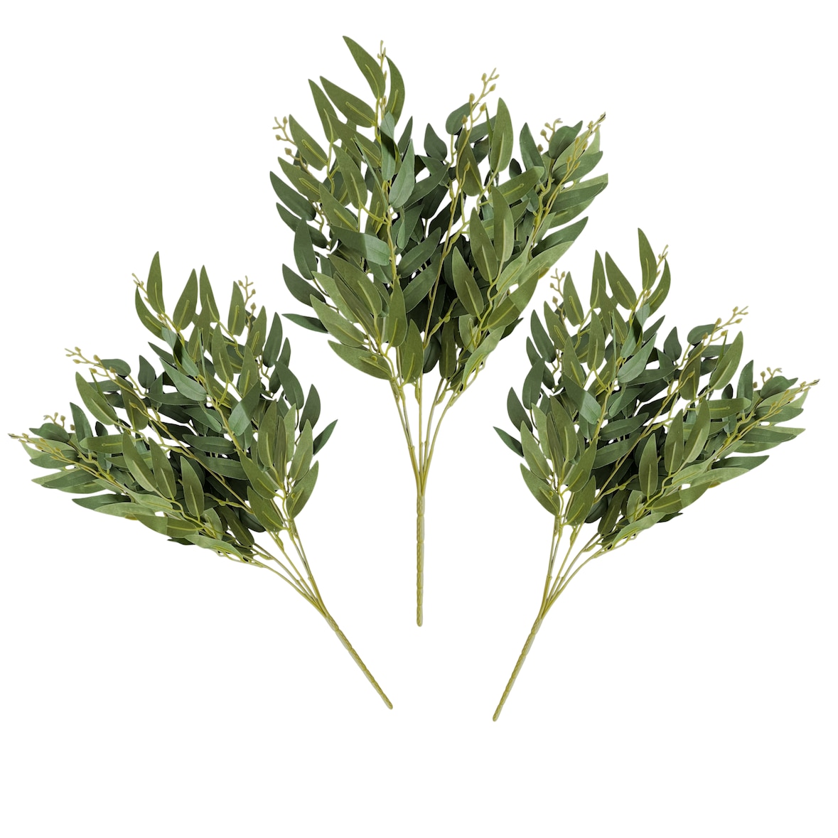 LAYBA Kunst-Eukalyptus Zweige Grün 3er Set – ca. 50 cm Dekozweige für Vase & Tischdeko