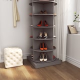 thumbnail of Schuhschrank drehbar 360 Grad Grau, 28 Paar, 7 Ebenen, platzsparender Drehturm aus MDF und Spanplatte, modernes Design, leicht zu montieren