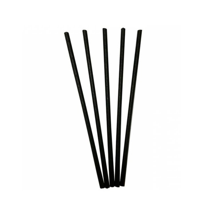 MONOUSO - Papierstrohhalme Gerade Schwarz Ø6mm 20cm (6.000 Stück)
