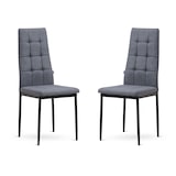 thumbnail of Set van 2 gestoffeerde stoelen voor binnen met hoge rugleuning, zwarte metalen poten, elegant en comfortabel, voor eetkamer en keuken-LIDIA-Grijs