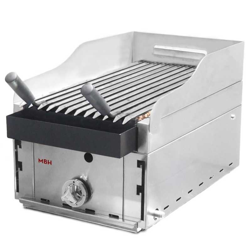 MBH - Gasbarbecue met lavasteen 35 cm economisch. Geëmailleerde Baskische grillbarbecue voor restaurant, horeca.