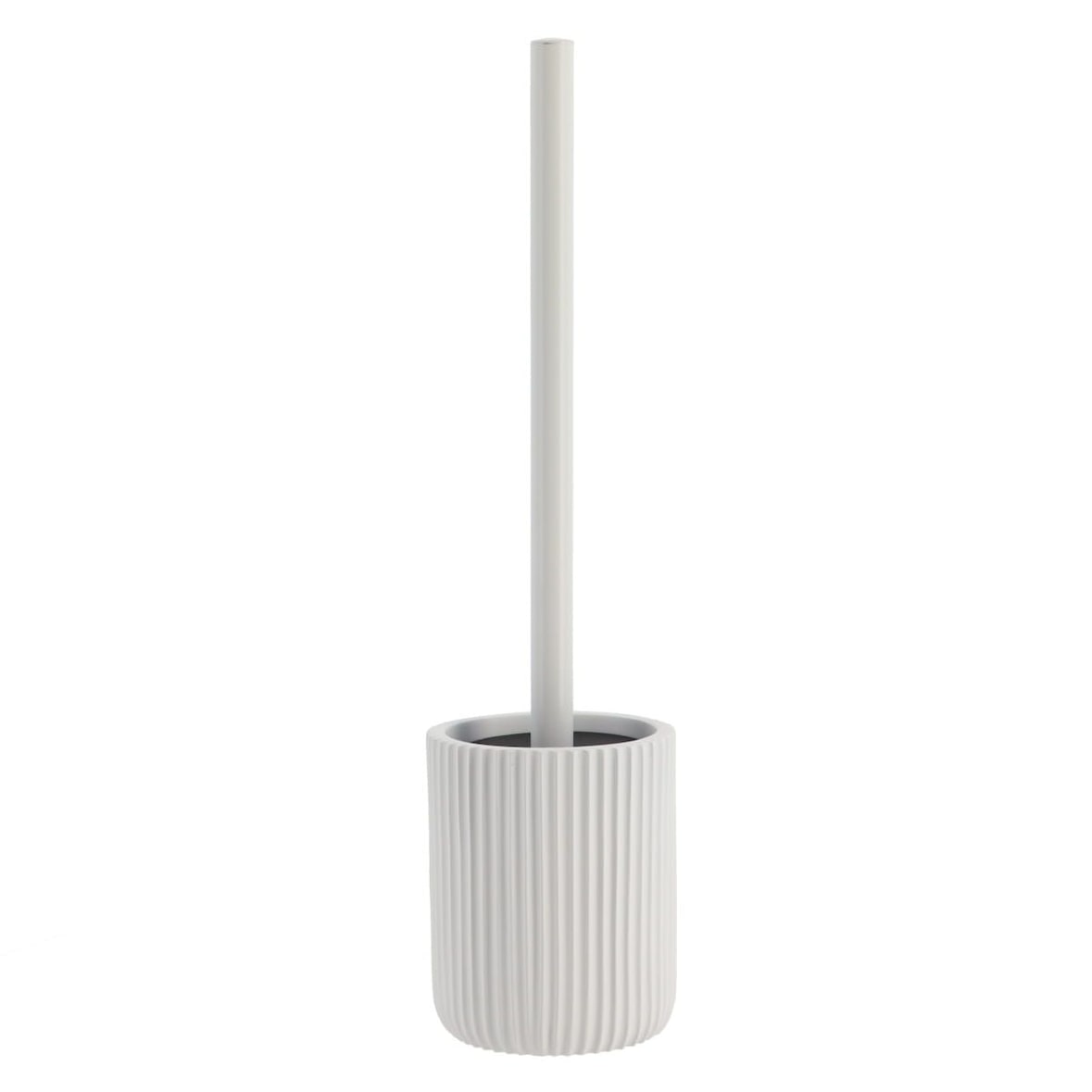 Brosse WC avec support en résine striée Blanc mat
