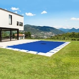 thumbnail of Copertura rettangolare per piscina 6 x 10m, blu navy, con rete drenante, resistenza 140g/m2