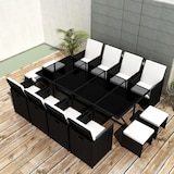 thumbnail of vidaXL 13-tlg. Garten-Essgruppe mit Auflagen Poly Rattan Schwarz