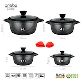 thumbnail of Briebe MGK12S Kochtopf Set Induktions 8-Teilig Aluminiumguss 4 Kochtöpfen  4 Glasdeckel, Schwarz