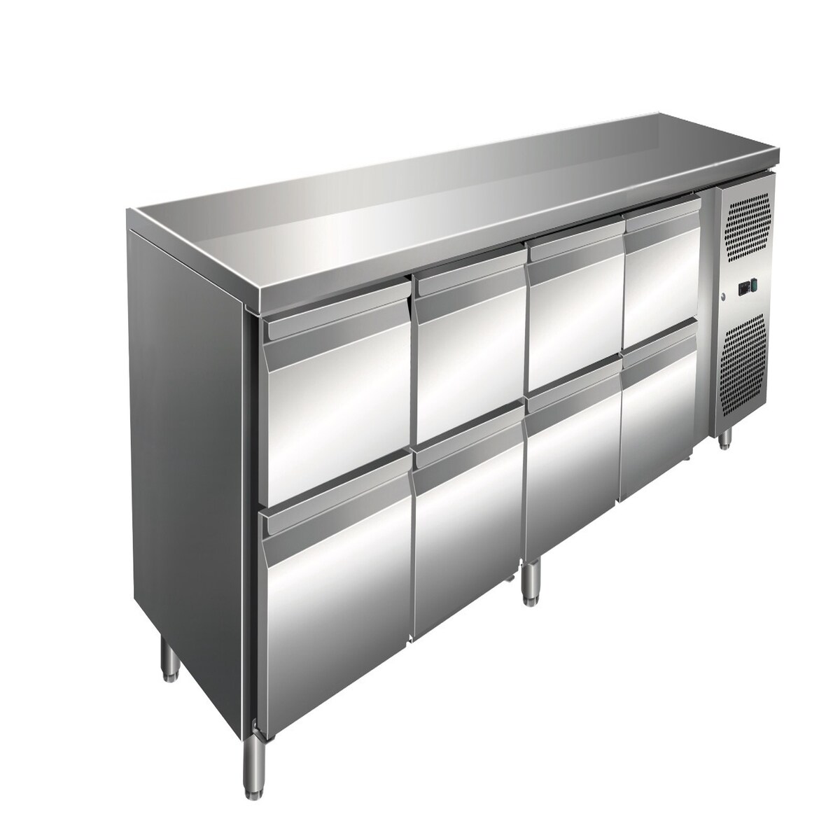 Wimar Gastro Edelstahl Kühltisch Kühltheke 8 Schubladen 172 L -2/+8°C Umluftkühlung
