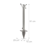 thumbnail of Relaxdays Wasserzapfstelle, mit Erdspieß & Schlauchhalter, HBT: 66x29x15 cm, Garten Wassersäule, rund, Edelstahl, silber