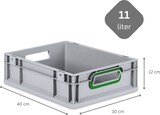 thumbnail of PROREGAL 5x Eurobox NextGen Color | HxBxT 12x30x40cm | 11 Liter | Griffe grün offen | Glatter Boden | Eurobehälter