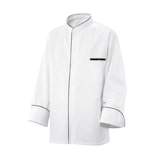 thumbnail of 209 - Kochjacke langarm, Fb. weiss, mit Paspel schwarz : weiß 100% Baumwolle 230 g/m² (15) XS