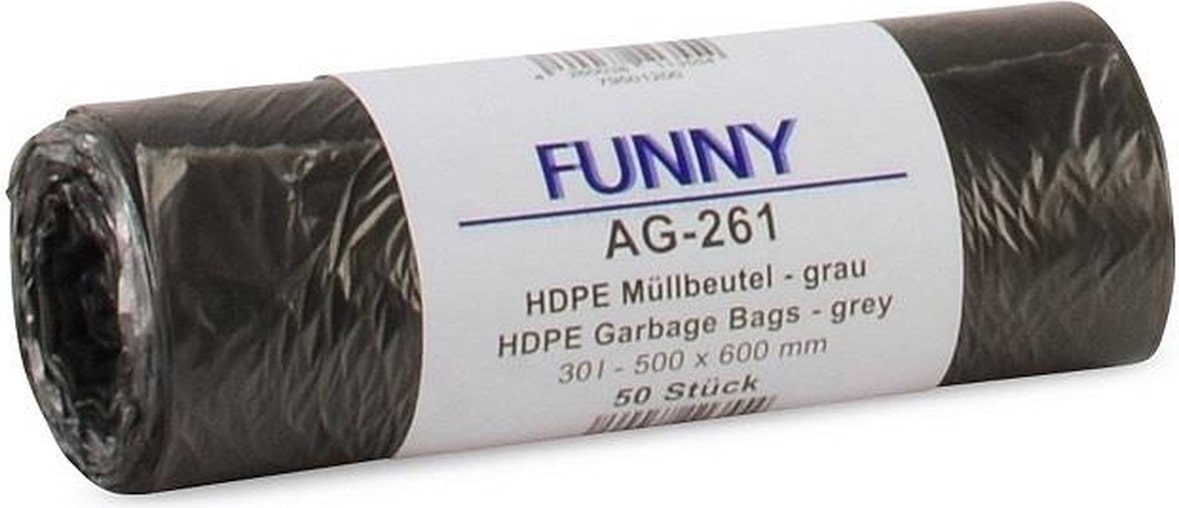 Müllbeutel Funny - 1000 Abfallbeutel – 500 x 600 mm - grau - 30 L