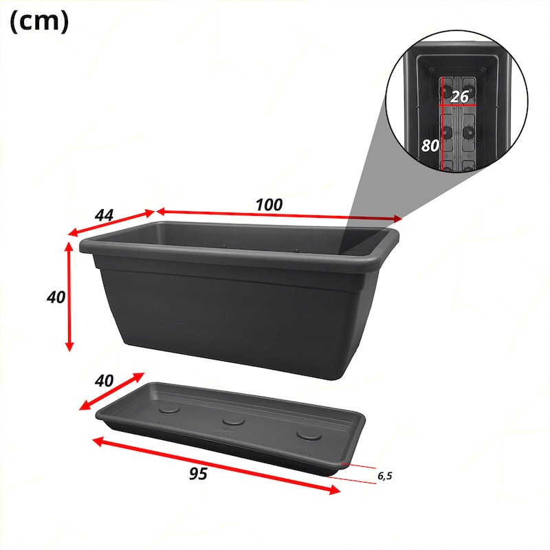 HAC24 Set di 4 sottobicchieri rettangolari, rotondi, in plastica, colore antracite (rettangolare, 34 x 34 cm