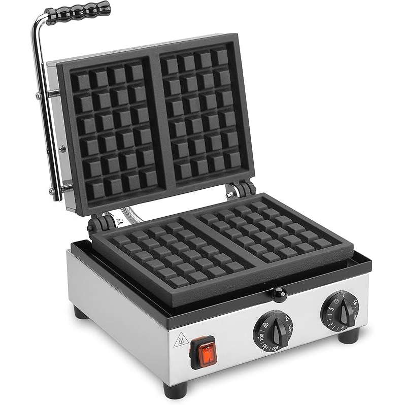 MilanToast - Piastra WAFFLE 4 x 6 con Superficie di cottura 29 x 25 cm - 2 waffle