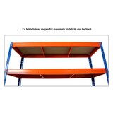 thumbnail of PROREGAL Mega Deal 3x Profi Schwerlastregal Rhino | HxBxT 180x160x60cm | 4 Spanplatten-Ebenen 8mm | Fachlast 500kg | Blau-Orange