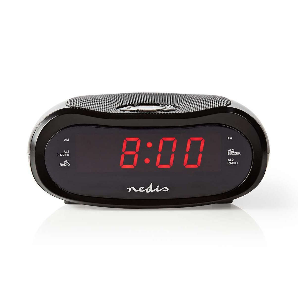 Nedis Digitale Wekkerradio - LED-Scherm - Tijdprojectie - AM / FM - Snoozefunctie - Slaaptimer - Aantal alarmen: 2 - Zwart