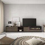 thumbnail of TV-Meubel, Lowboard, Woonkamer, Eetkamer, 310x50x37 cm, Voor tv's tot 80", Elektrische haard, Moderne stijl, Donkere eik en Zwart