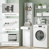 thumbnail of Badezimmer Hochschrank schmal 35x31x179 cm Weiß mit Tür Schublade und offenen Fächern, verstellbares Regal, melaminbeschichtet und kippsicher