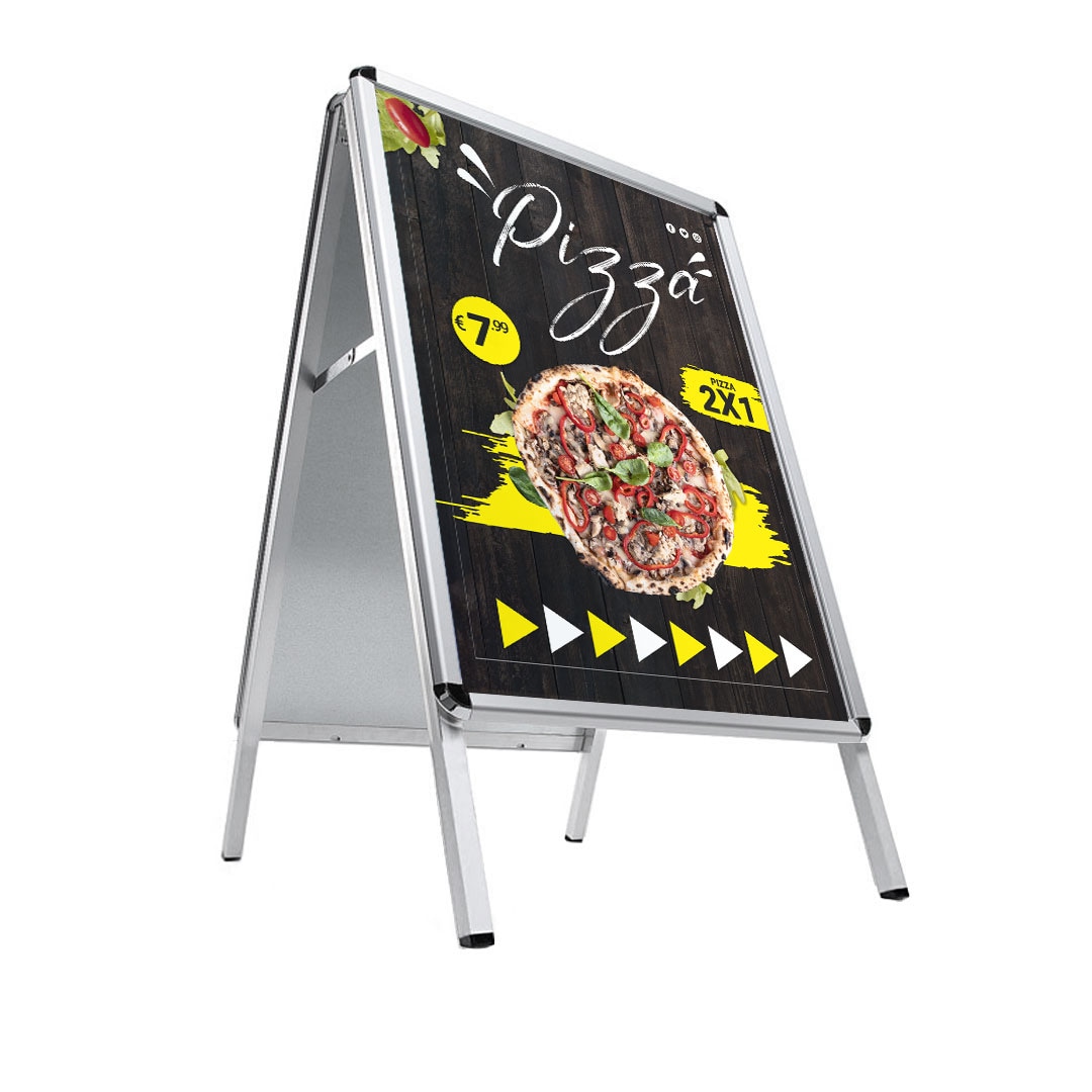 Danieli – Cavalletto Pubblicitario per Esterno bifacciali – Supporti Porta Cartelloni e Porta Poster in Alluminio con 2 Cornici a Scatto 50x70 cm