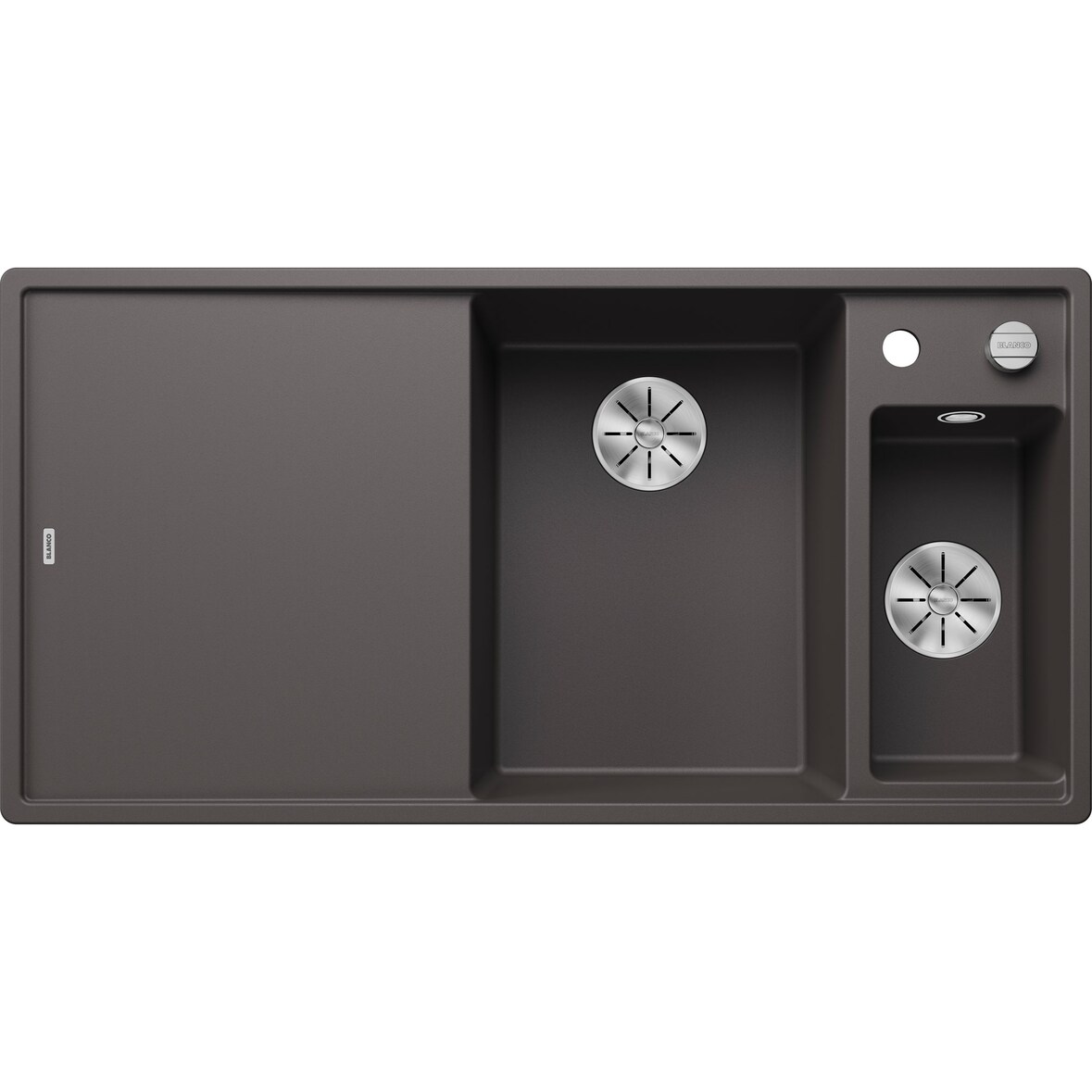 BLANCO AXIA III 6 S Einbauspüle, SILGRANIT, Felsgrau, Becken Rechts, Excenter