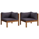 thumbnail of vidaXL Ecksofas 2 Stk. mit Dunkelgrauen Kissen Massivholz Teak