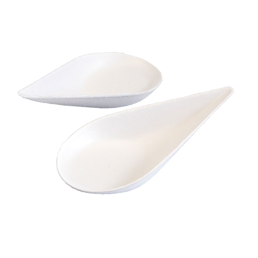 50x BIO Fingerfoodlöffel aus Zuckerrohr Weiss 5,5x10,5 cm Löffel Einweglöffel Einwegschale Zuckerrohrlöffel Zuckerrohrschale