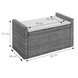 thumbnail of Panca contenitore M92 in rattan con cuscini 88cm ~ bianco