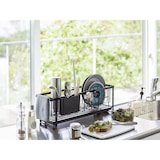 thumbnail of Yamazaki Abtropfgestell Abtropfkorb Abtropfständer Geschirr Metall Abtropfschale schwarz schmal 57x18x16cm