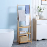 thumbnail of HOMCOM toallero de pie de bambú con 3 barras toallero escalera plegable con 3 etantes de almacenamiento para baño lavadero 53x30,5x152 cm natural